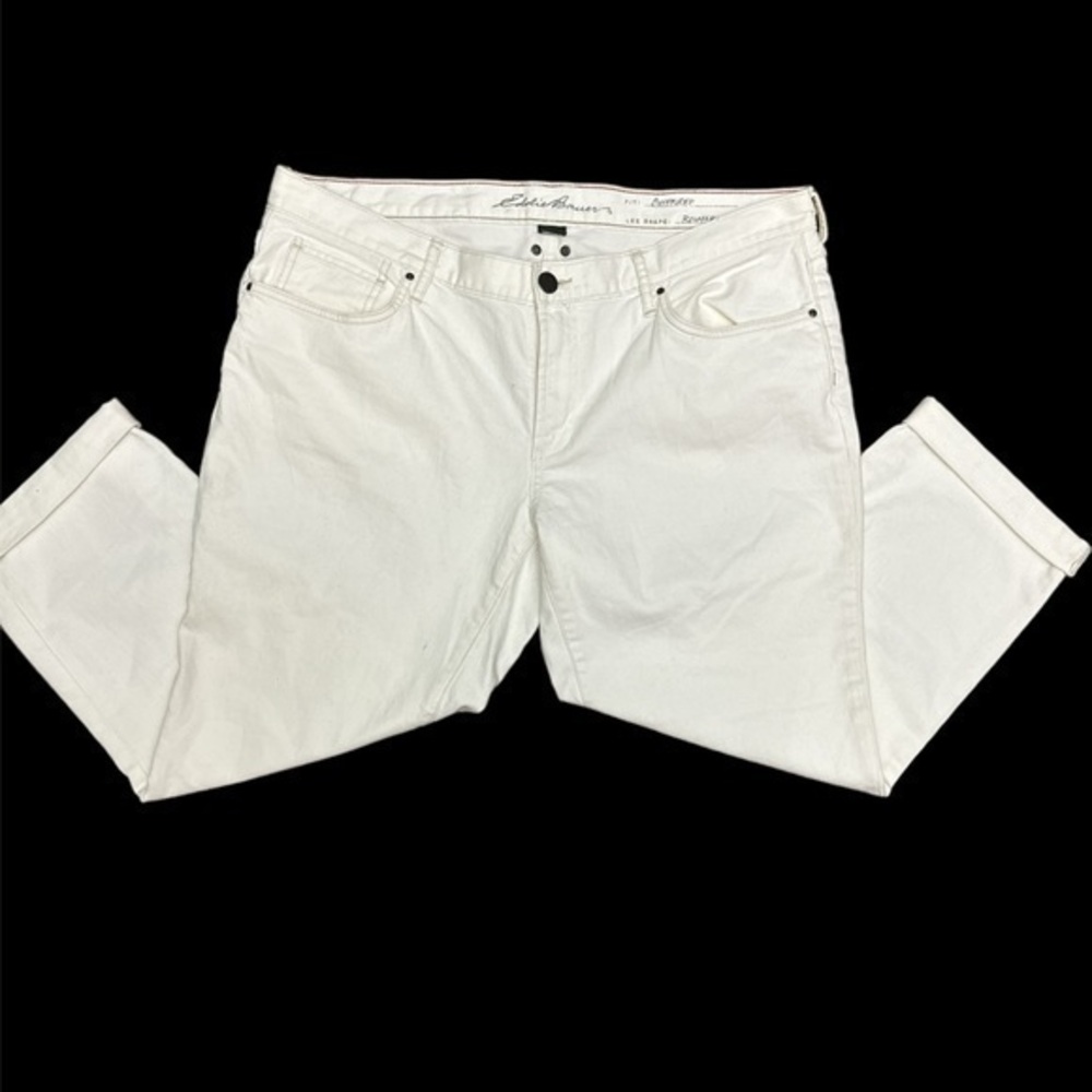 Women's‎ Eddie Bauer White Denim Jeans Relaxed Boyfriend Size 16